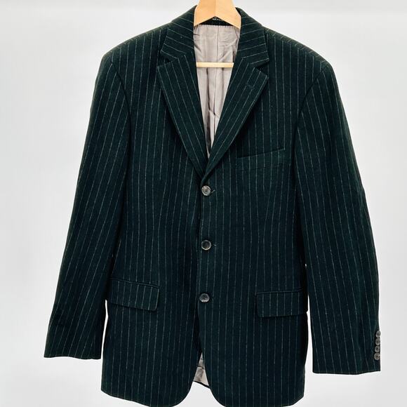 Vintage 90s Hugo Boss Black Pinstripe Three-Button Blazer Jacket - Picture 1 of 8